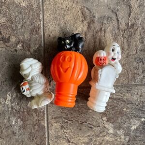 Vintage‎ Halloween mini Blow Mold like Figures Set of 3 candy container toppers